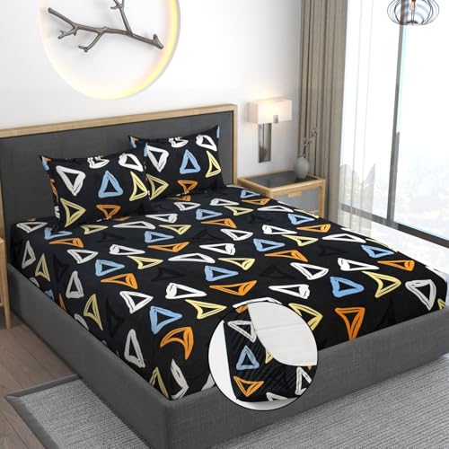 AMEYAA Elastic Fitted Warm Flannel Bedsheet King Size Warm Velvet Bedsheet for Winter Double Bed | 2 Pillow Covers, Size - 72 x 78 Inches - Image 2
