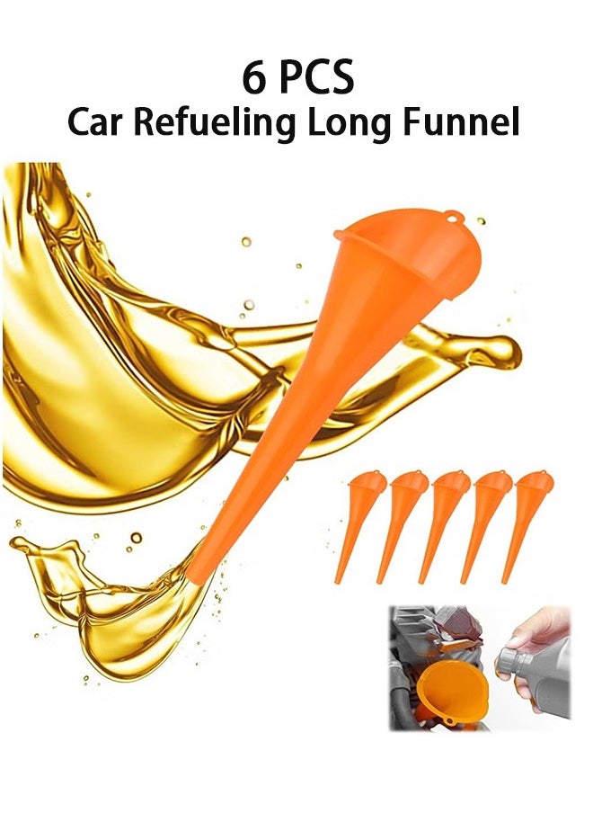GMORO - 6 Pcs Car Refueling Long Funnel Plastic Funnel Kit Automotive Funnel Universal Long Mouth Funnel - Image 1