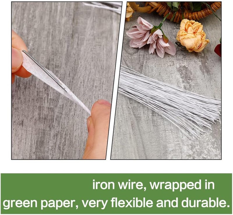 Luckam 160Pcs Floral Wire, 22 Gauge Flower Wire Sticks Floral Supplies 35cm for Bouquet Stem Wrap Floral Arranging Craft Projects Corsages, Wedding Bouquet(80Pcs Dark Green + 80Pcs White) - Image 3