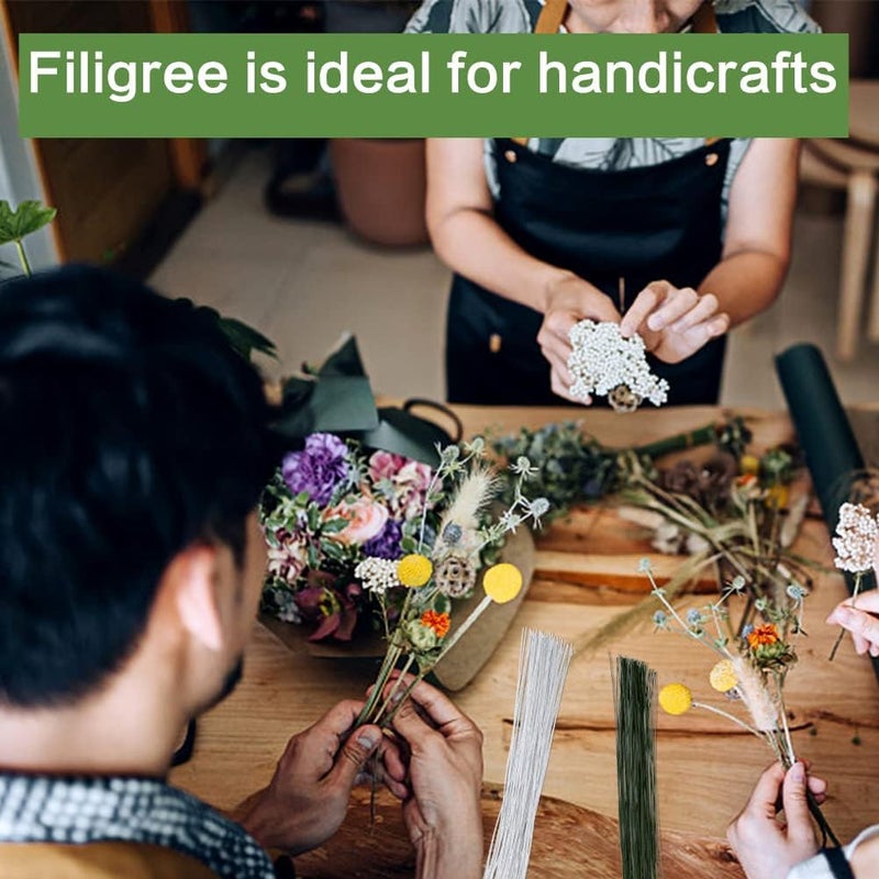 Luckam 160Pcs Floral Wire, 22 Gauge Flower Wire Sticks Floral Supplies 35cm for Bouquet Stem Wrap Floral Arranging Craft Projects Corsages, Wedding Bouquet(80Pcs Dark Green + 80Pcs White) - Image 2