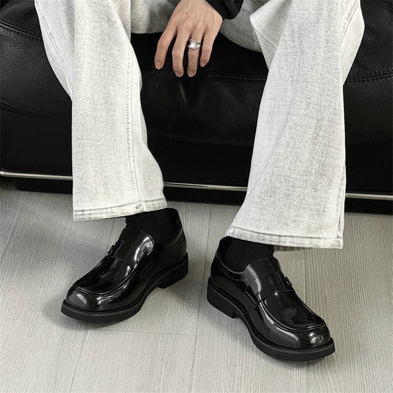 2024 Autumn Dress British Style Casual Leather Shoes For Men And Women Lovers Shoes Slip-On Lazy Shoes 2228-J - Image 1