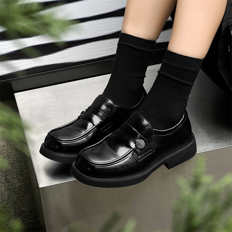 2024 Autumn Dress British Style Casual Leather Shoes For Men And Women Lovers Shoes Slip-On Lazy Shoes 2228-J - Image 3