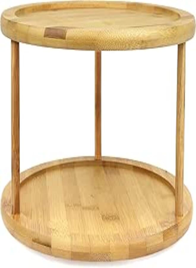 Greenco Premium Bamboo 2 Tier Lazy Susan Turntable
