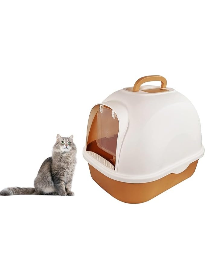 أن ان سي بيتس مرحاض القطط، صندوق قمامة كبير للقطط مع مغرفة بلاستيكية، مغلق بالكامل، سهل التنظيف، بدون رائحة، غطاء على المدخل، للاستخدام الداخلي والخارجي، صندوق قمامة كبير للقطط (53 سم) - Image 1