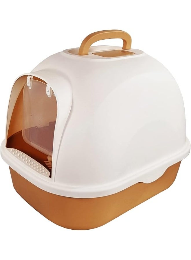 أن ان سي بيتس مرحاض القطط، صندوق قمامة كبير للقطط مع مغرفة بلاستيكية، مغلق بالكامل، سهل التنظيف، بدون رائحة، غطاء على المدخل، للاستخدام الداخلي والخارجي، صندوق قمامة كبير للقطط (53 سم) - Image 5