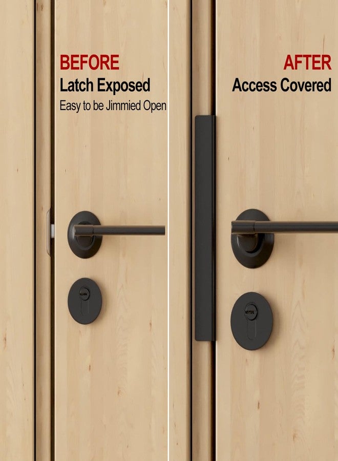 MOSECYOU Door Latch Guard Plate 7” with 1” Offset, Outswing Door Security Protector Shield, Heavy Duty Version, Door Knob/Deadbolt Latch Cover Plate (1 Pack) - Image 2