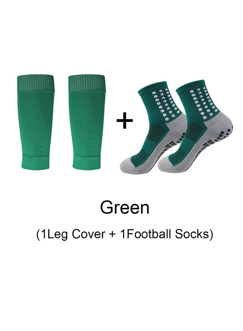 Laseta Football leg cover and  football socks set ,US size 6.5-9.5 ,Green - Image 1