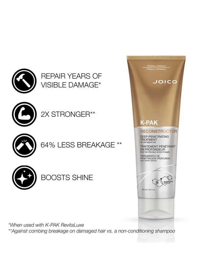 K-PAK Reconstructor Deep-Penetrating Treatment | For Damaged Hair | Repair & Strengthen Strands | Rebuild & Fortify Damaged Hair | Improve Elasticity | With Keratin & Arginine | 8.5 Fl Oz (Pack of 2)