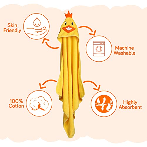 Luv Lap LuvLap Hooded Baby Bath Towel for New Born, Super Soft, Made with Super Soft and Highly Absorbent 100% Zero Twist Cotton, Can be Used for Baby Swaddling (Yellow Chicken) - Image 2