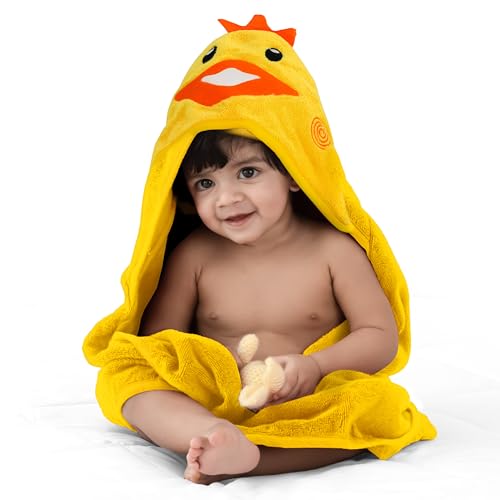 Luv Lap LuvLap Hooded Baby Bath Towel for New Born, Super Soft, Made with Super Soft and Highly Absorbent 100% Zero Twist Cotton, Can be Used for Baby Swaddling (Yellow Chicken) - Image 1