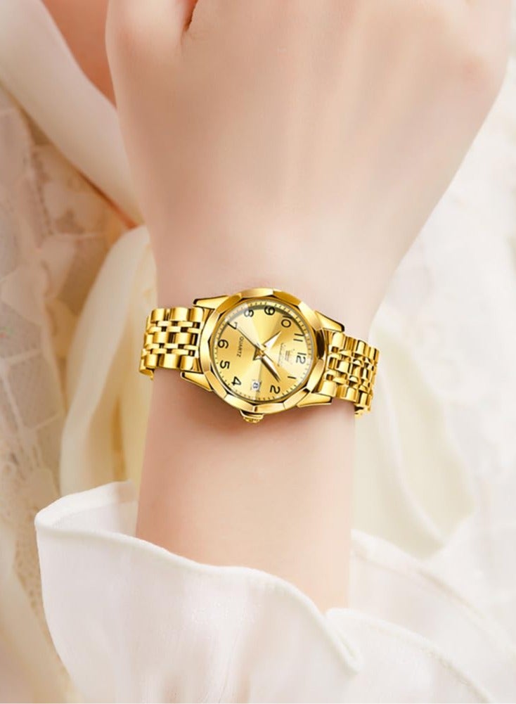 OLEVS Women's Watch Classic Dress Digital Women's Watch Analog Quartz Stainless Steel Waterproof Luminous Date Two-tone Easy to Read Watch - Image 1