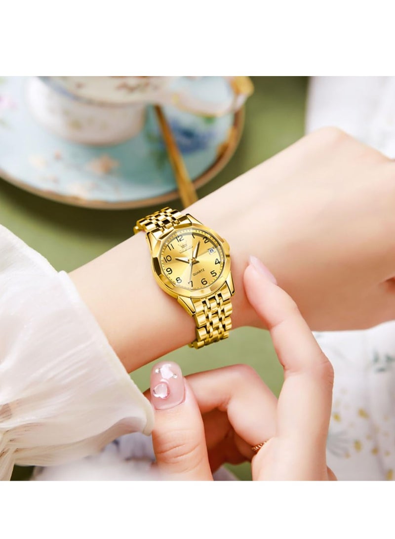 OLEVS Women's Watch Classic Dress Digital Women's Watch Analog Quartz Stainless Steel Waterproof Luminous Date Two-tone Easy to Read Watch - Image 2