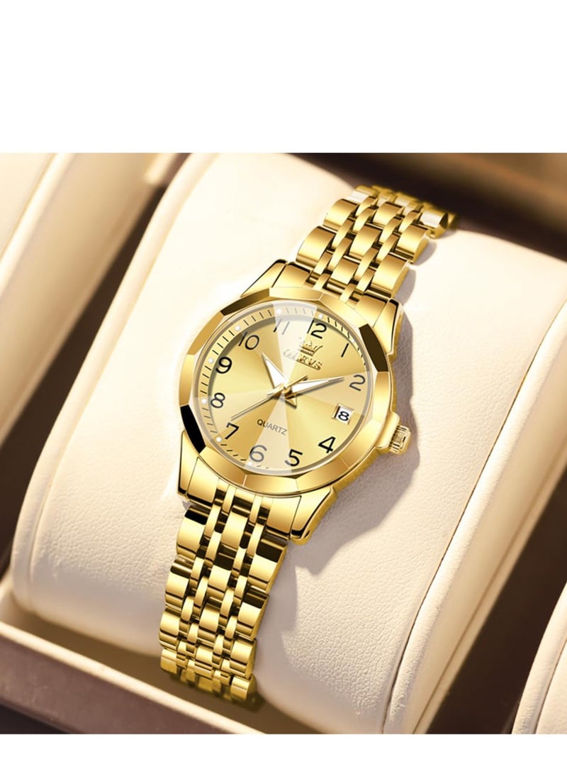 OLEVS Women's Watch Classic Dress Digital Women's Watch Analog Quartz Stainless Steel Waterproof Luminous Date Two-tone Easy to Read Watch - Image 5