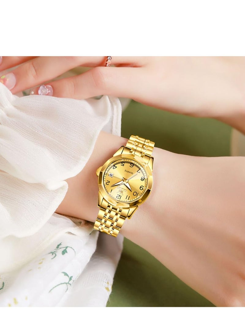 OLEVS Women's Watch Classic Dress Digital Women's Watch Analog Quartz Stainless Steel Waterproof Luminous Date Two-tone Easy to Read Watch - Image 3