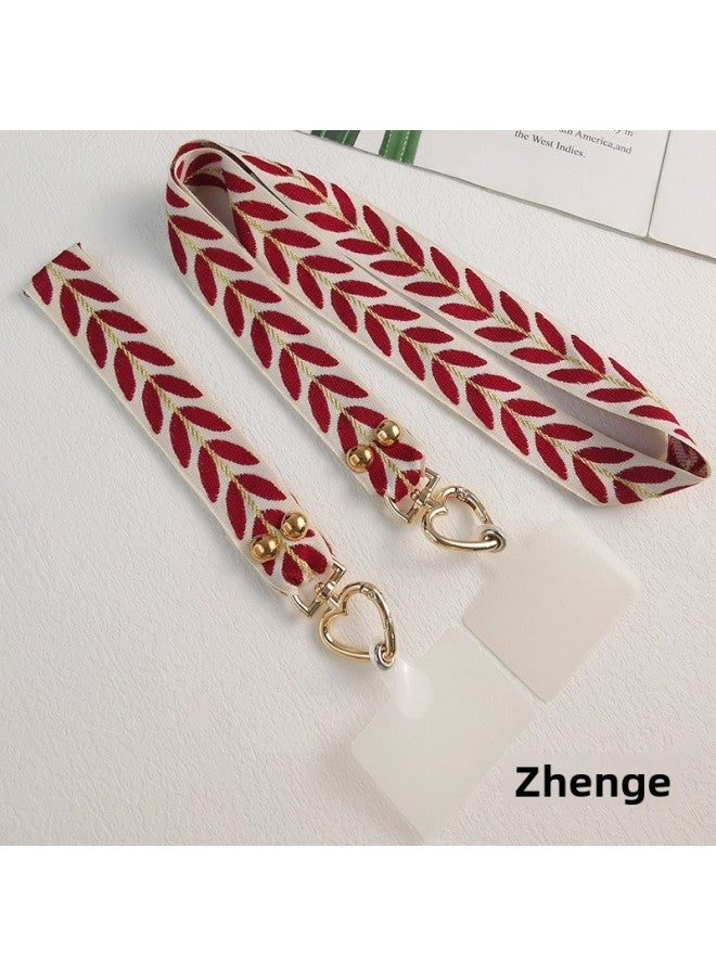 Mobile Phone Lanyard Rattan Leaf Halter Long Leaf Decoration Women's Non-tight Neck Lightweight Comfortable Back Rope Broadband Lanyard-Specifications Support Image Upload:Combination  Rattan Leaf Lanyard + Micro Transparent Clip  - Image 1