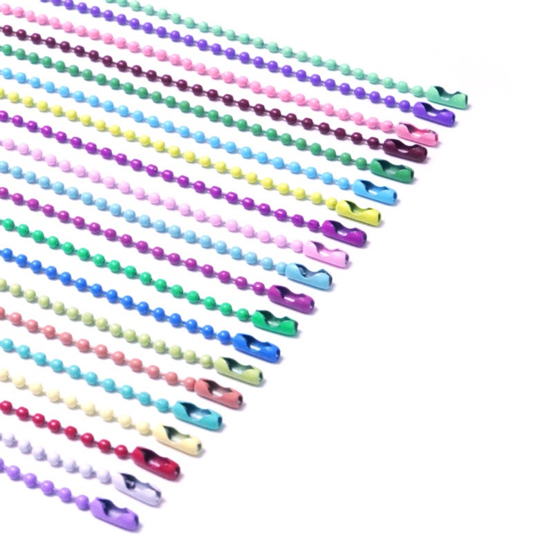 100 colorful stainless steel bead chains (4-inch bulk, silver jewelry chain connector buckle, keychain extension, for making pet tags, jewelry, and handmade products) - Image 1