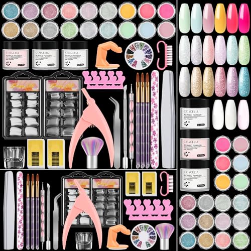 COSCELIA Acrylic Nail Kit for Beginners with Everything Nails Kit Acrylic Set Glitter Decoration Powder Rhinestones Professional Manicure Kit at Home Gift for Women - Image 1