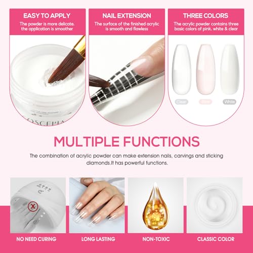 COSCELIA Acrylic Nail Kit for Beginners with Everything Nails Kit Acrylic Set Glitter Decoration Powder Rhinestones Professional Manicure Kit at Home Gift for Women - Image 4
