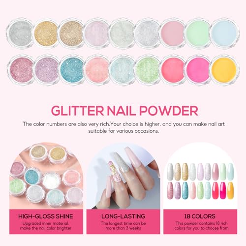 COSCELIA Acrylic Nail Kit for Beginners with Everything Nails Kit Acrylic Set Glitter Decoration Powder Rhinestones Professional Manicure Kit at Home Gift for Women - Image 5