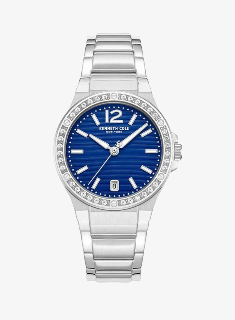 كينيث كول نيو يورك Glenville Blue Dial Silver Stainless Steel Bracelet Analog Watch for Women - 32mm