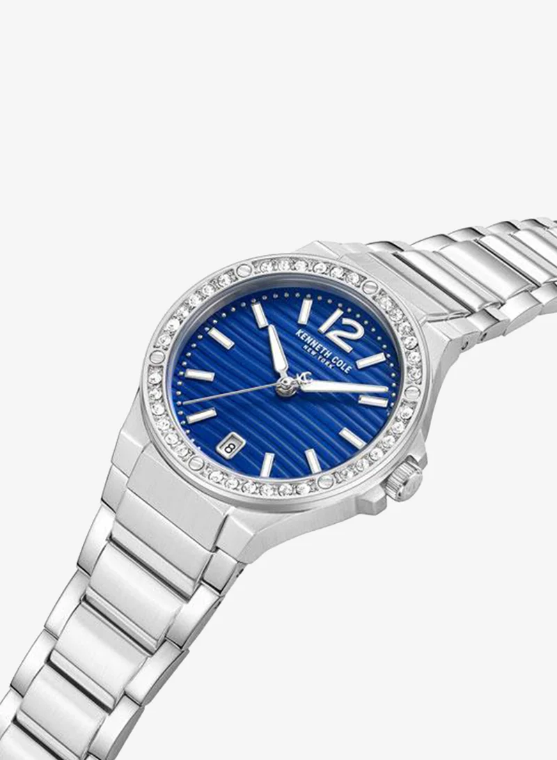 كينيث كول نيو يورك Glenville Blue Dial Silver Stainless Steel Bracelet Analog Watch for Women - 32mm