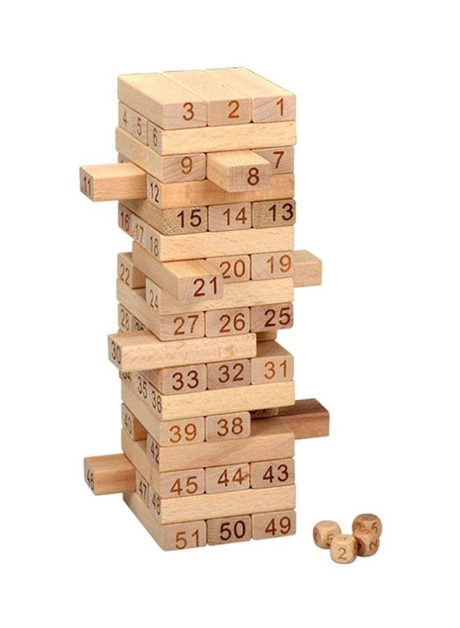 51-Piece Wooden Tower Jenga Tile Game 