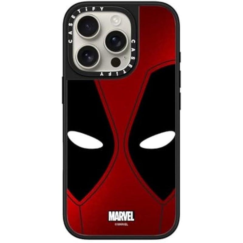 Casetify Mirror iPhone 16 Pro Case 【Deadpool & Wolverine Co-Lab / 4.9ft Drop Protection/Magsafe】 - Deadpool Mask Case - Silver on Black - Image 3