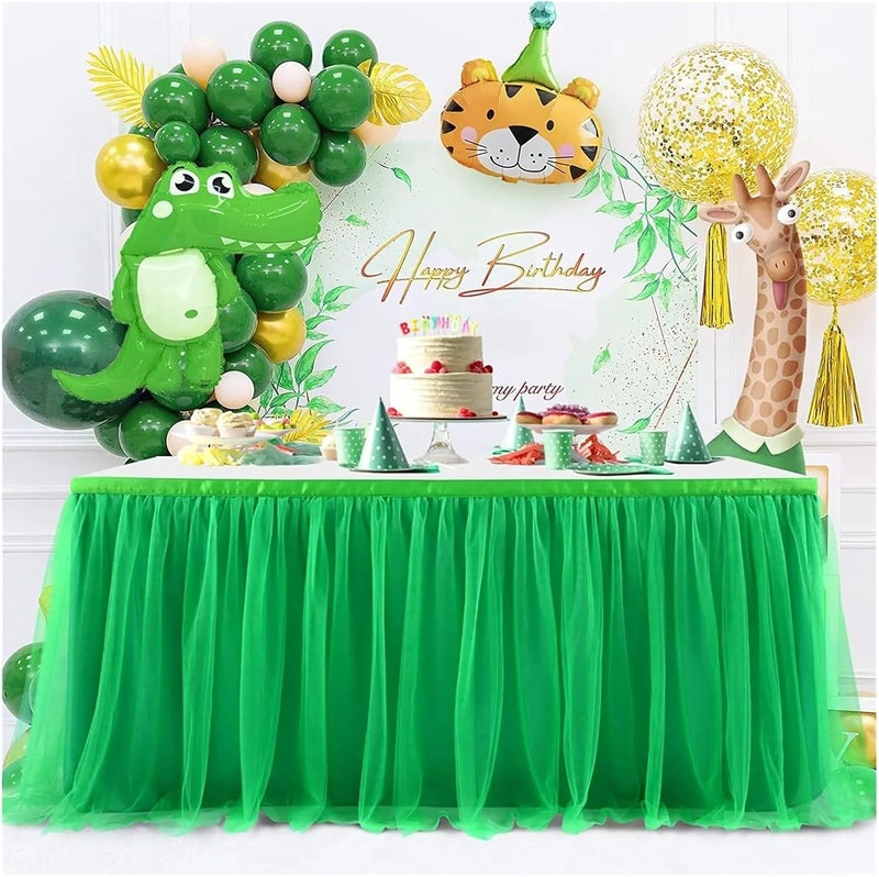 Party Table Skirt 4FT/6FT/9FT Purple Tulle Table Skirt Wedding Party Tableware Cloth Shower Gender Reveal Birthday(Yellow,4FT 77x122cm) - Image 4