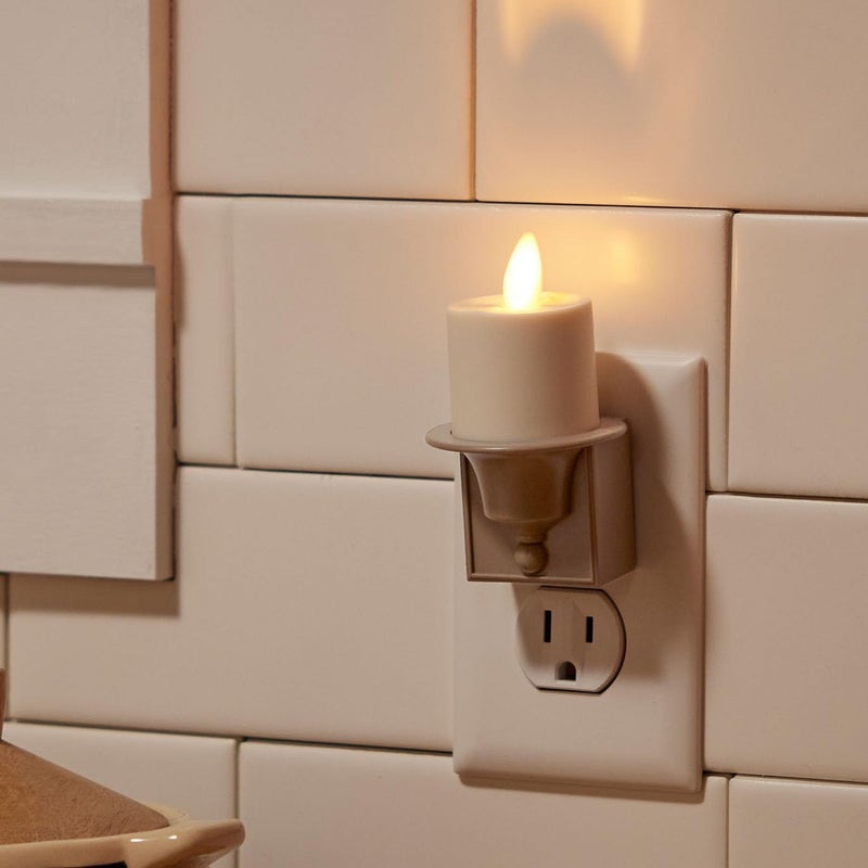 Luminara Flameless Candle Nightlight w/Dusk to Dawn Light Dark Auto Sensor, Timeless Taupe Wall Plug Indoor Night LED Light w/Real-Flame Effect Technology, Bathroom Bedroom Hallway, No Remote Needed - Image 2