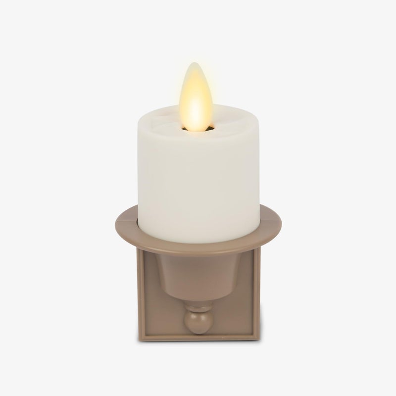 Luminara Flameless Candle Nightlight w/Dusk to Dawn Light Dark Auto Sensor, Timeless Taupe Wall Plug Indoor Night LED Light w/Real-Flame Effect Technology, Bathroom Bedroom Hallway, No Remote Needed - Image 1