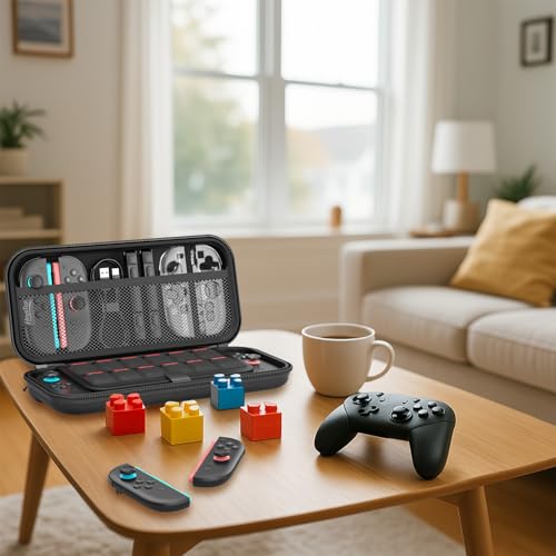 HEYSTOP Carrying Case for Nintendo Switch 2 WaterResistant Hard Shell Travel Pouch with 12 Game Slots Slim Storage Bag for Backpacking Road Trip Secure Straps Dual Zippers Black - Image 3