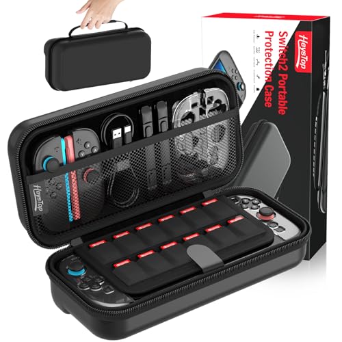 HEYSTOP Carrying Case for Nintendo Switch 2 WaterResistant Hard Shell Travel Pouch with 12 Game Slots Slim Storage Bag for Backpacking Road Trip Secure Straps Dual Zippers Black - Image 1