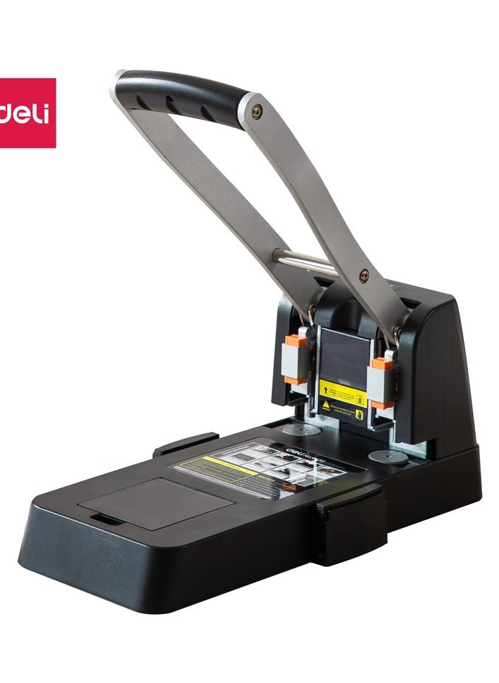 Deli - Deli E0150 Heavy Duty Hole Punch, 80mm Hole Distance, Φ6mm Hole Diameter, Plastic + Metal, Max. 150 Sheets, Black, 1PCS/Color Box – Ideal for Office & Professional Use - Image 1