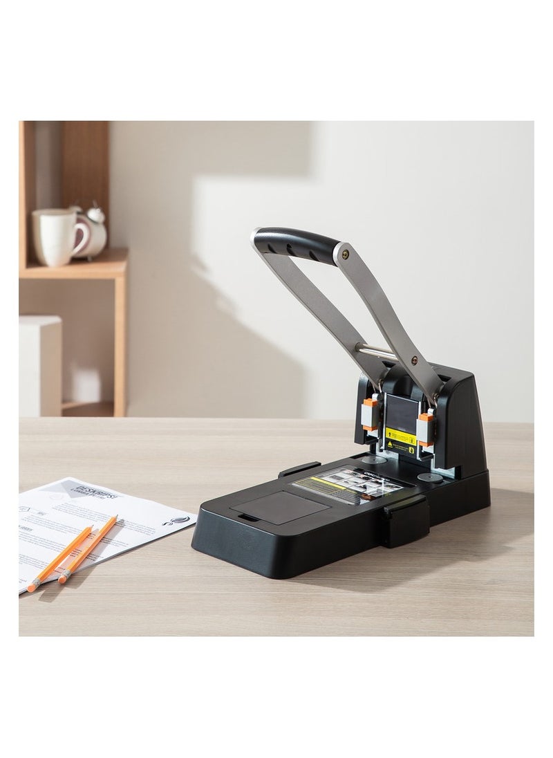 Deli - Deli E0150 Heavy Duty Hole Punch, 80mm Hole Distance, Φ6mm Hole Diameter, Plastic + Metal, Max. 150 Sheets, Black, 1PCS/Color Box – Ideal for Office & Professional Use - Image 1