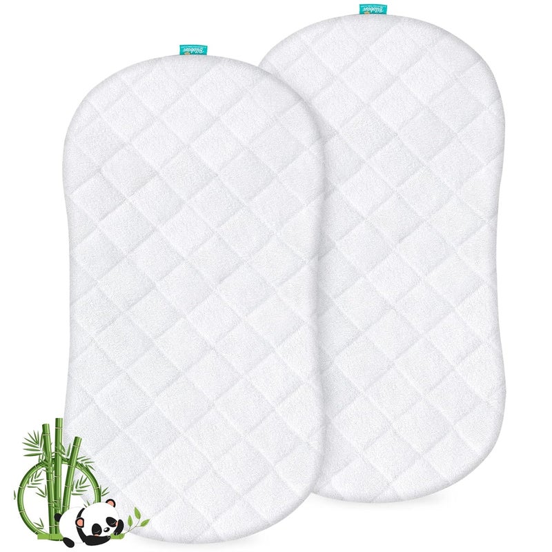 Biloban Bassinet Mattress Protector Universal Fit for Halo Bassinest Swivel and HourglassOval Bassinet Mattress Ultra Soft Waterproof and Breathable 2 Pack - Image 1