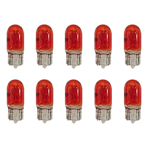 Eponcia 10PCS 194 Bulb T10 Light Bulb 168 W5W 14 Wedge Base 12V 5W Side Marker Dash Turn Light Bulbs Flat Foot Mini Quartz Halogen Width T10 194 2825 License Plate Bulbs Instrument Lights Amber - Image 1