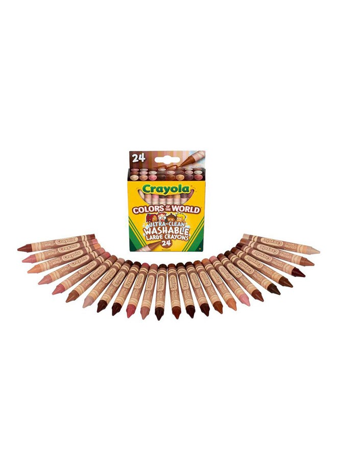 Crayola 24 قلم تلوين كبير فائق النظافة وقابل للغسل من ألوان العالم - Image 1