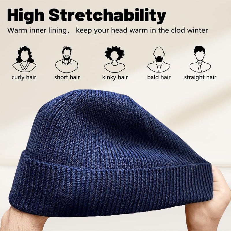 SPLASHGRIP Winter Beanie for Men Women Soft Fleece Lined Warm Knit Hat Ski Stocking Hat Thermal Thick Caps Deep Blue - Image 3