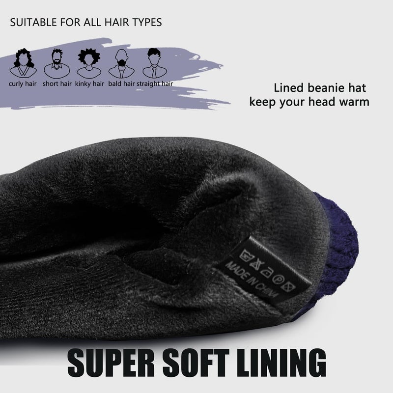 SPLASHGRIP Winter Beanie for Men Women Soft Fleece Lined Warm Knit Hat Ski Stocking Hat Thermal Thick Caps Deep Blue - Image 2