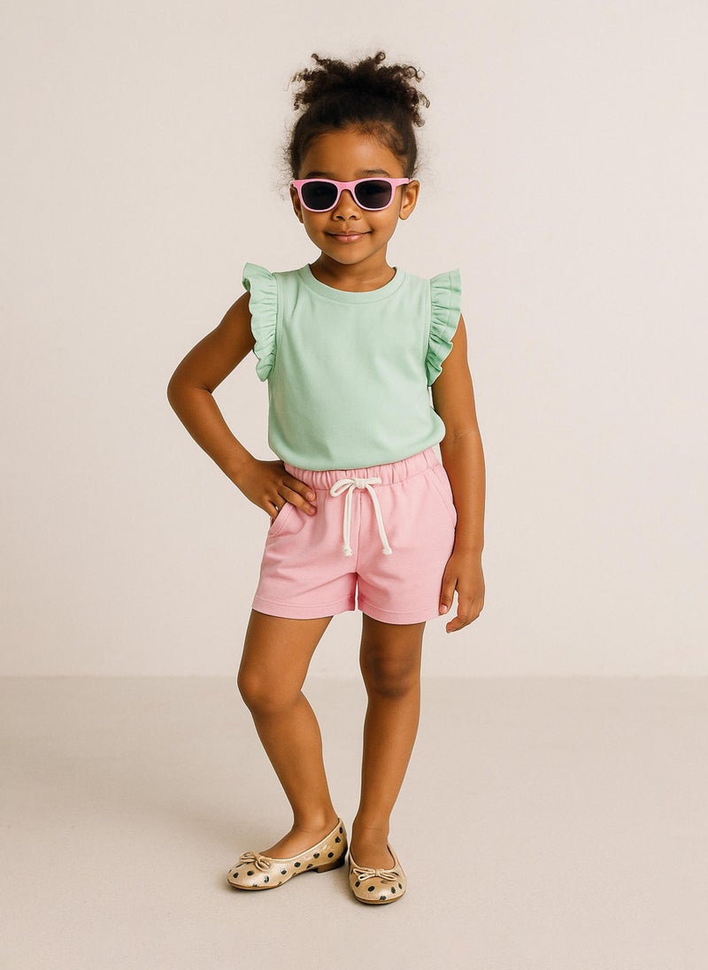 MINOTI Teen Girls Sleeveless Top with Ruffle Shoulders  - Image 1