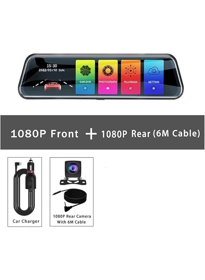 Denx Dual Dash Camera, 4K Front 1080P Rear, 9.66-Inch Screen, 170° Wide Angle, Night Vision - Dx2257 - Image 2