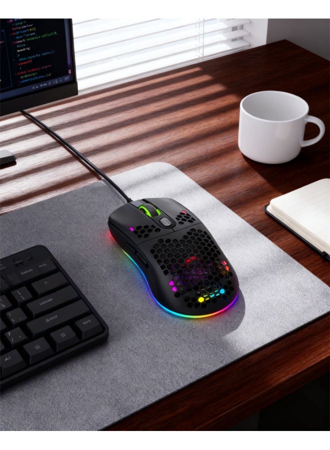 HXSJ X600 Programming Gaming Mouse USB Wired Gaming Mouse Rgb Lighting Mouse with Six Adjustable DPI For Desktop Laptop Black - Image 1