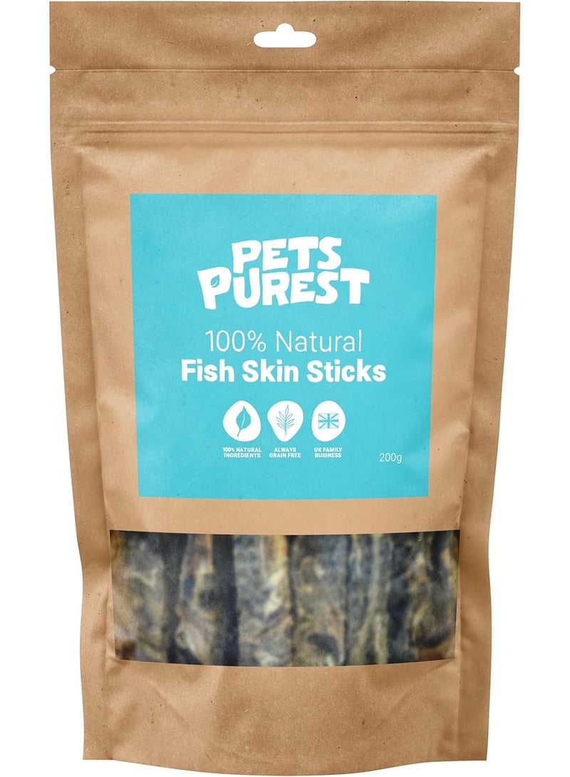 Pets Purest 100% Natural Fish Skin Sticks 200g - Image 1