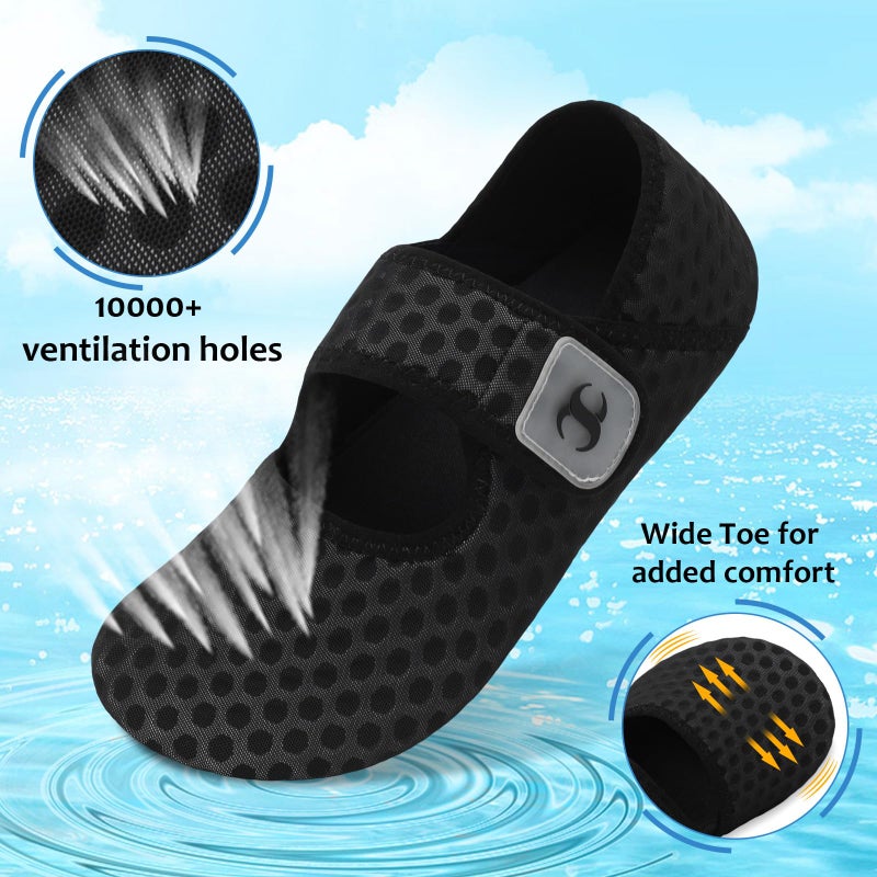 Scurtain Adult Water Shoes Womens Beach Swim Shower Shoes Pool Swimming Gardening Shoes for Women Black Yoga Socks Shoes Wide Summer Barefoot Sandals Size - Image 3