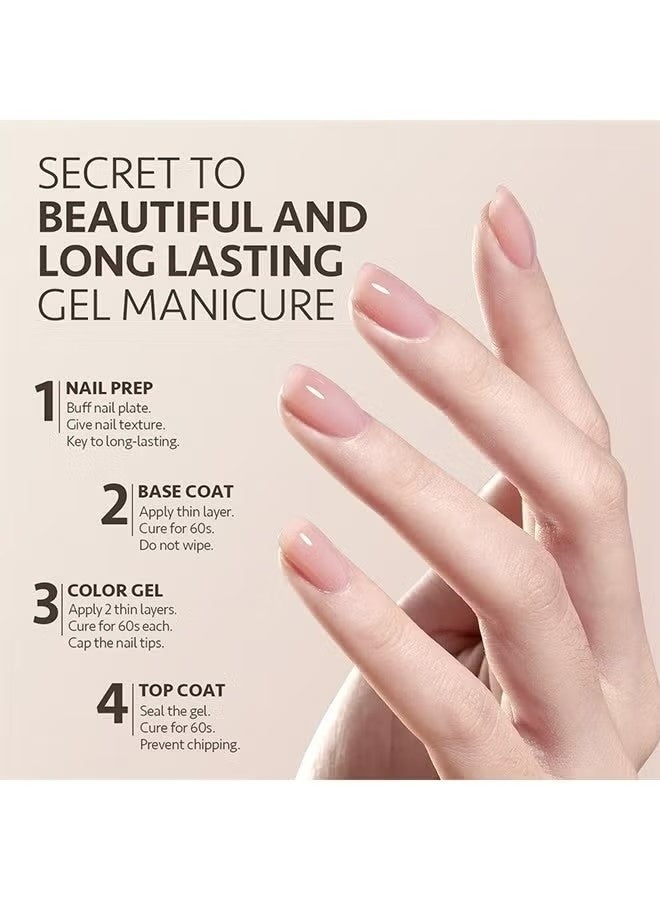 Monja Base Coat & Top Coat Set, UV LED Gel Polish, Glossy Shine Finish Long Lasting Gel Polish Base Art Starter Manicure Salon DIY At Home (15ml+15ml) - Image 2