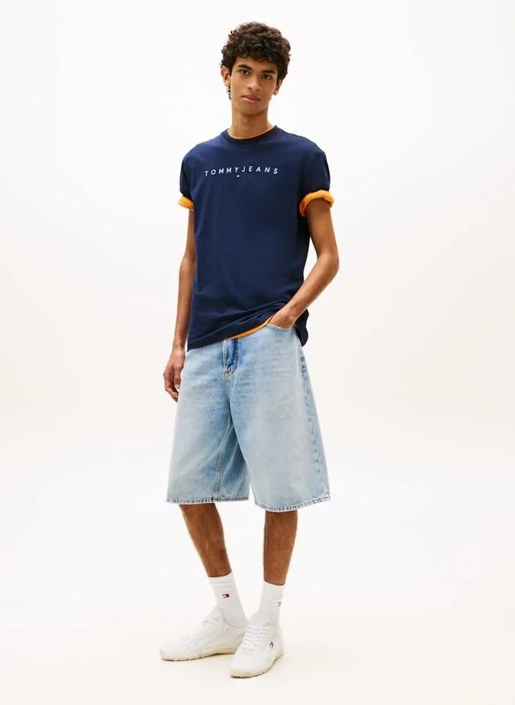 TOMMY JEANS  Linear Logo Embroidery Jersey T-Shirt for Men | Best Price UAE