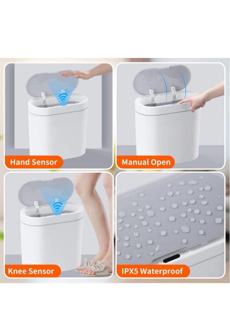 Arabest Bathroom Trash Can, 2.5 Gallon Waterproof Motion Sensor Small Bathroom Trash Can with Lid, Slim Plastic Narrow Bedroom Garbage Can, White (White)  - Image 5