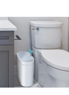 Arabest Bathroom Trash Can, 2.5 Gallon Waterproof Motion Sensor Small Bathroom Trash Can with Lid, Slim Plastic Narrow Bedroom Garbage Can, White (White)  - Image 2