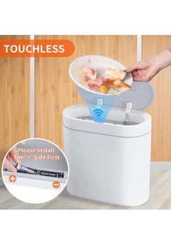 Arabest Bathroom Trash Can, 2.5 Gallon Waterproof Motion Sensor Small Bathroom Trash Can with Lid, Slim Plastic Narrow Bedroom Garbage Can, White (White)  - Image 4