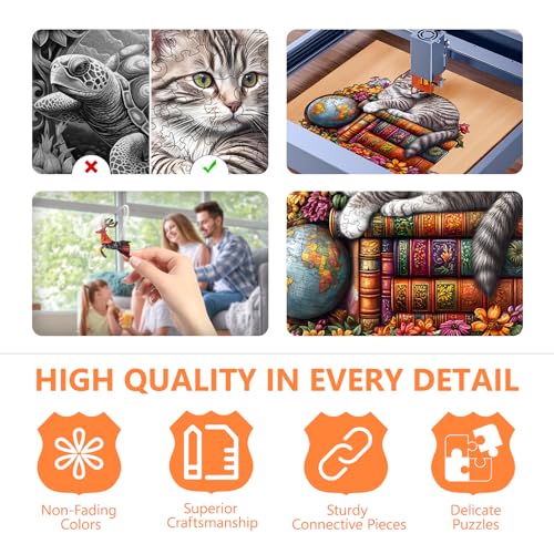 Artipuz Wooden Puzzles for Adults Dr Cat Wooden Puzzle Unique Shape Wood Jigsaw Puzzle for Adults Wood Puzzles Adult Cat Gifts for Kitten Lovers Wall Art Home Decor 90pcs 85 75in S - Image 5